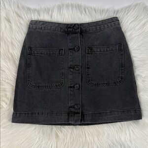 We The Free Dark Gray Button-Front Mini Skirt